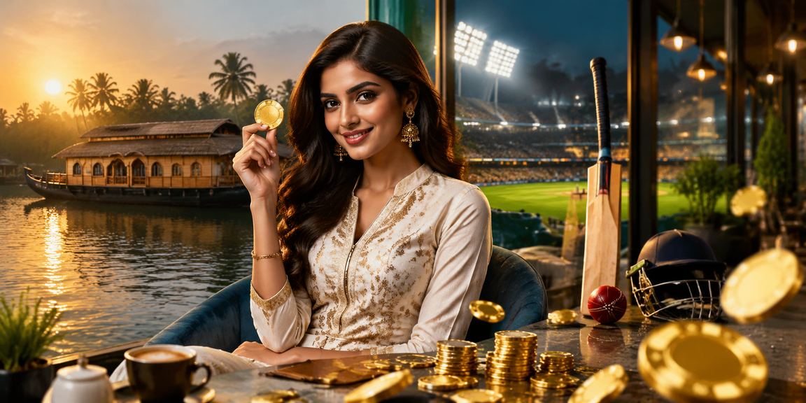 Kerala backwaters cricket betting scene with kurti dress local player