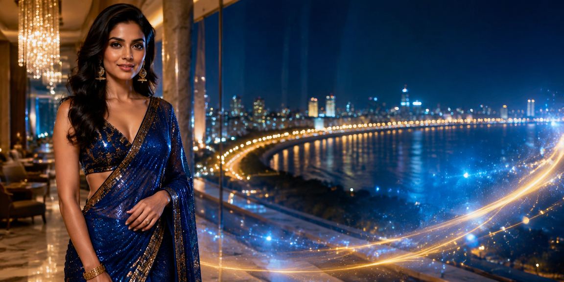 Mumbai Marine Drive cricket betting scene with blue and gold colors